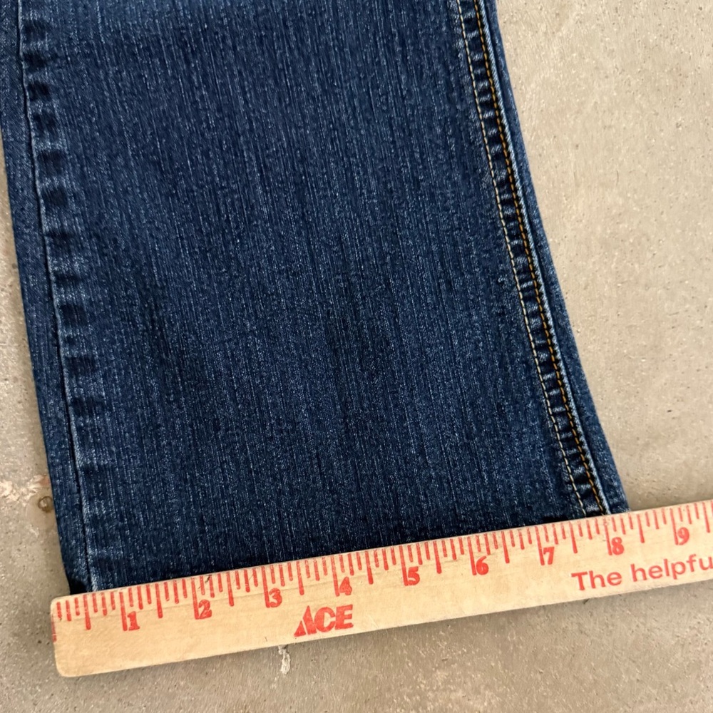 Vintage Y2K L2 Low Rise Flared Dark Faded Wash Denim Jeans Size 3 - Picture 4 of 6